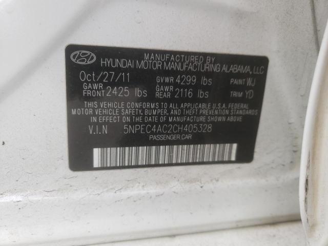 Photo 10 from auction – 2012 HYUNDAI SONATA SE with VIN 5NPEC4AC2CH405328