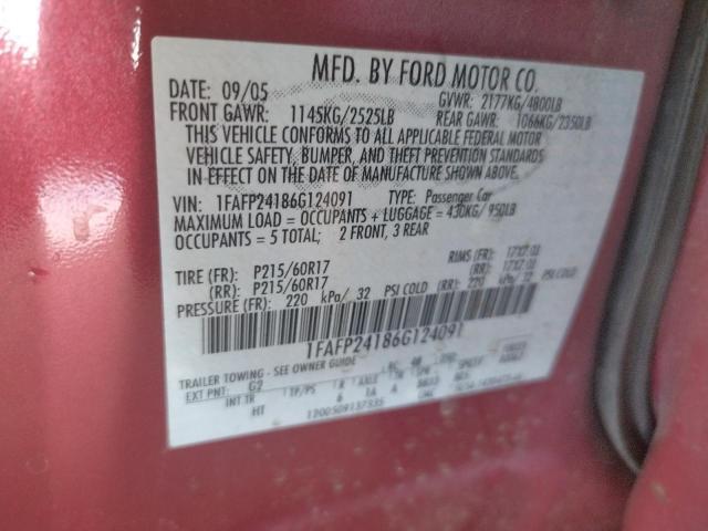 Photo 10 from auction – 2006 FORD FIVE HUNDR with VIN 1FAFP24186G124091