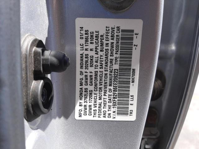 Foto 10 de la subasta – 2014 HONDA CIVIC EX con VIN 19XFB2F86EE209223