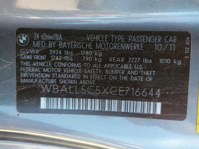 Photo 10 from auction – 2012 BMW Z4 SDRIVE2 with VIN WBALL5C5XCE716644