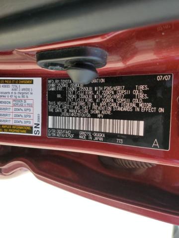 Photo 10 from auction – 2007 TOYOTA 4RUNNER SR with VIN JTEBU14R378106106