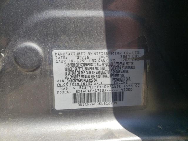 Photo 10 from auction – 2019 NISSAN VERSA S with VIN 3N1CN7AP0KL812734