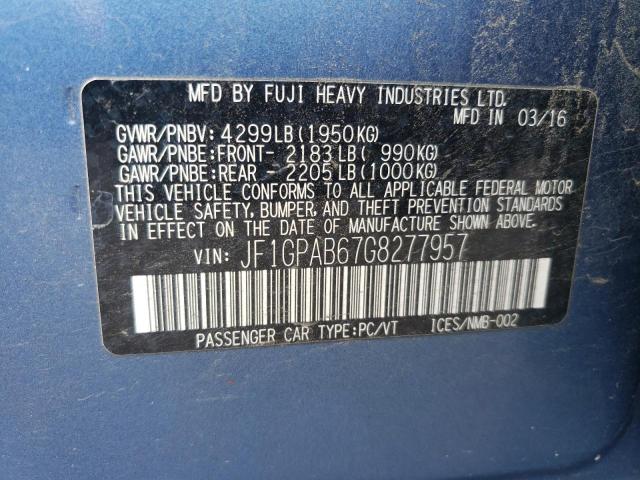 Photo 10 from auction – 2016 SUBARU IMPREZA PR with VIN JF1GPAB67G8277957