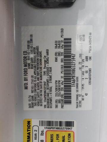 Photo 10 from auction – 2016 FORD MUSTANG with VIN 1FA6P8TH8G5275947