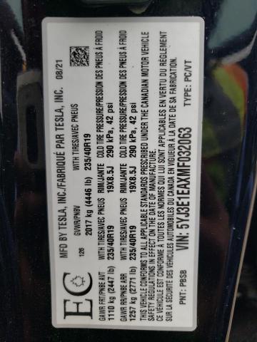 Photo 10 from auction – 2021 TESLA MODEL 3 with VIN 5YJ3E1EAXMF032063