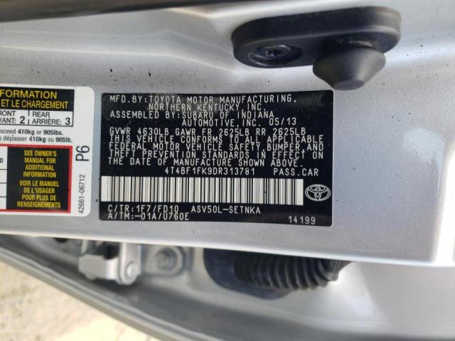 Photo 10 from auction – 2013 TOYOTA CAMRY L with VIN 4T4BF1FK9DR313781