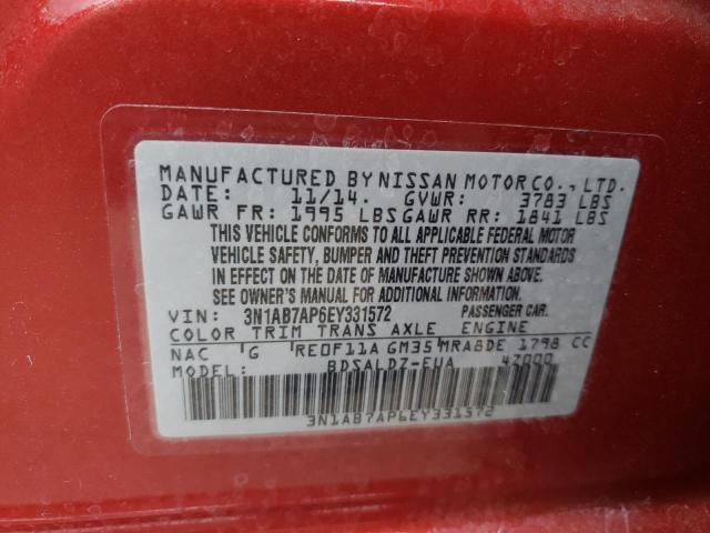 Photo 10 from auction – 2014 NISSAN SENTRA S with VIN 3N1AB7AP6EY331572