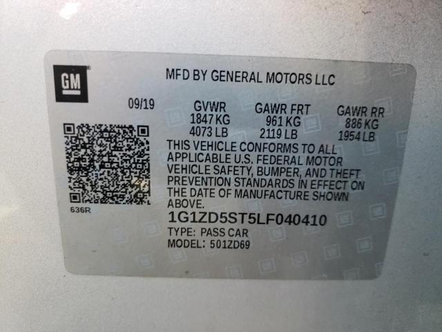 Photo 10 from auction – 2020 CHEVROLET MALIBU LT with VIN 1G1ZD5ST5LF040410