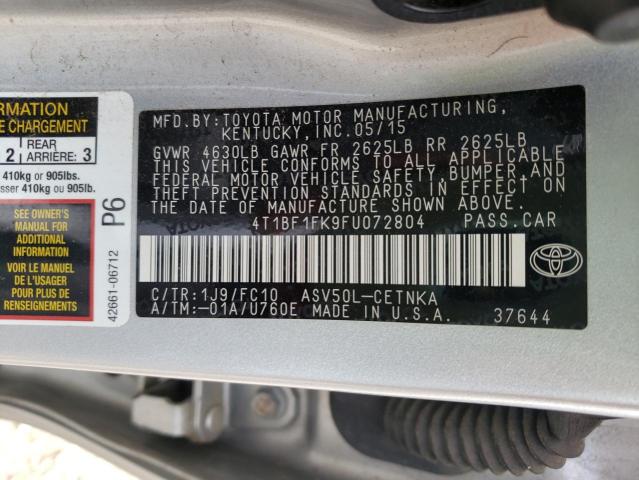 Photo 10 from auction – 2015 TOYOTA CAMRY LE with VIN 4T1BF1FK9FU072804