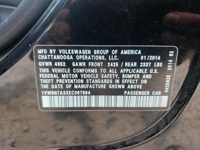 Photo 10 from auction – 2014 VOLKSWAGEN PASSAT SE with VIN 1VWBN7A3XEC067994