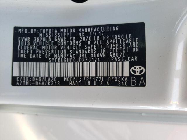 Photo 10 from auction – 2018 TOYOTA COROLLA L with VIN 5YFBURHE0JP773124