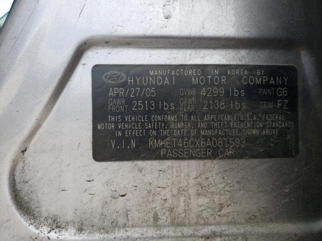 Photo 10 from auction – 2006 HYUNDAI SONATA GL with VIN KMHET46CX6A081593