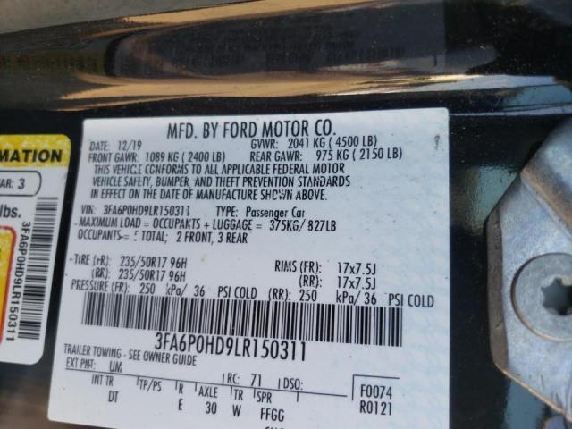 Photo 10 from auction – 2020 FORD FUSION SE with VIN 3FA6P0HD9LR150311