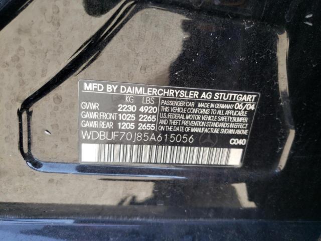 Photo 10 from auction – 2005 MERCEDES-BENZ E 500 with VIN WDBUF70J85A615056