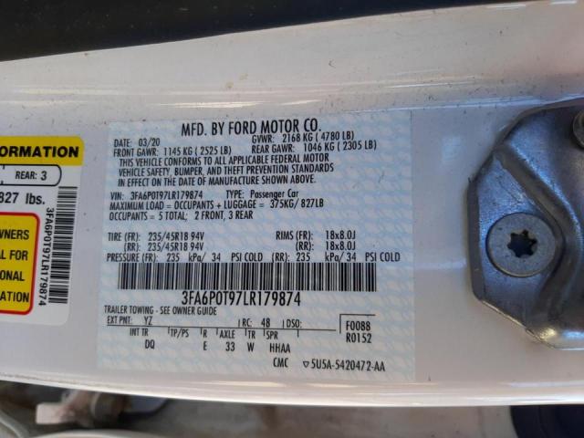 Photo 10 from auction – 2020 FORD FUSION SE with VIN 3FA6P0T97LR179874