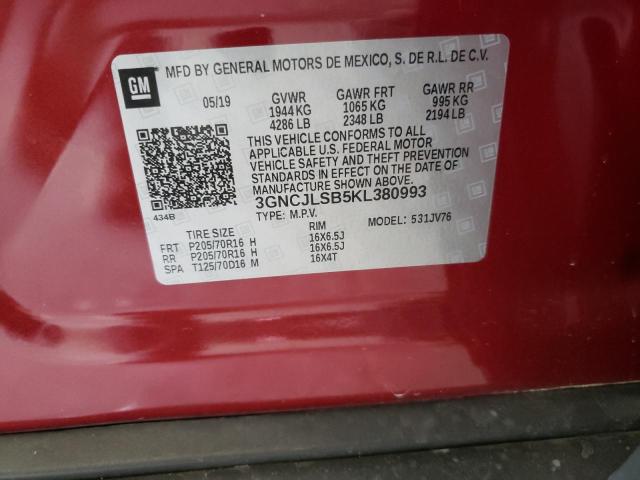 Photo 10 from auction – 2019 CHEVROLET TRAX 1LT with VIN 3GNCJLSB5KL380993