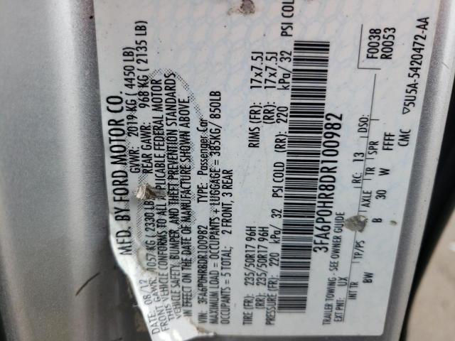 Photo 10 from auction – 2013 FORD FUSION SE with VIN 3FA6P0HR8DR100982