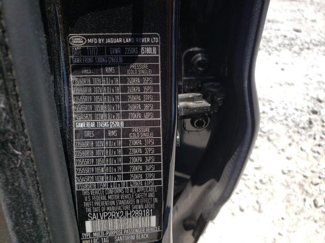 Photo 10 from auction – 2018 LAND ROVER RANGE ROVE with VIN SALVP2RX2JH289181