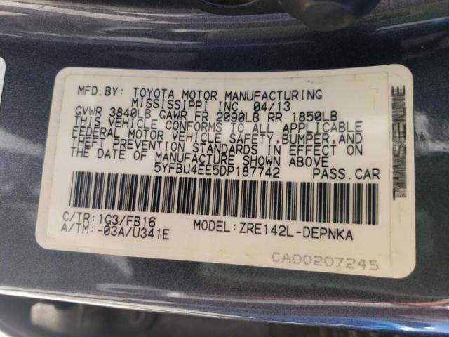 Photo 10 from auction – 2013 TOYOTA COROLLA with VIN 5YFBU4EE5DP187742