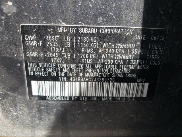 Photo 10 from auction – 2018 SUBARU OUTBACK 2. with VIN 4S4BSAHC2J3383720