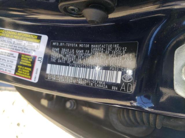 Photo 10 from auction – 2012 TOYOTA COROLLA BA with VIN 2T1BU4EE5CC819086