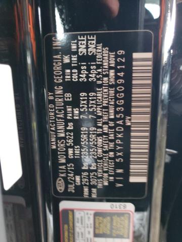 Photo 10 from auction – 2016 KIA SORENTO SX with VIN 5XYPKDA53GG094129