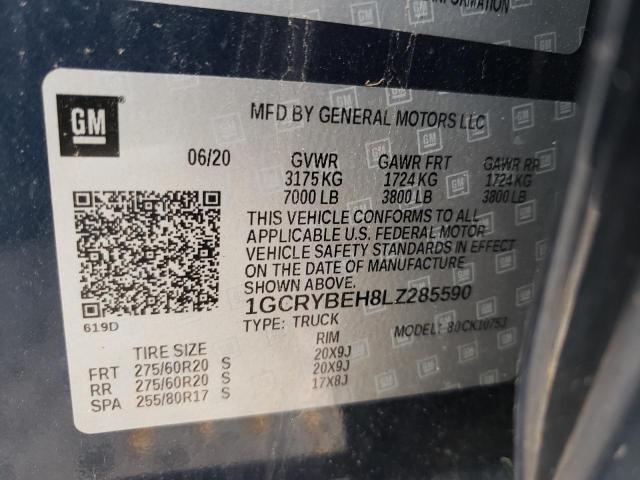 Photo 10 from auction – 2020 CHEVROLET SILVERADO with VIN 1GCRYBEH8LZ285590