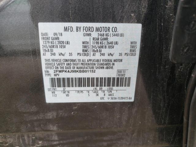 Photo 10 from auction – 2019 FORD EDGE SEL with VIN 2FMPK4J98KBB01152