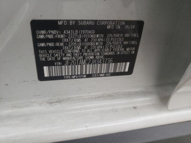 Photo 10 from auction – 2018 SUBARU CROSSTREK with VIN JF2GTAMC2JH343736