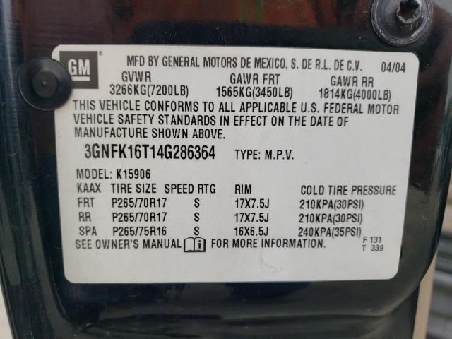 Photo 10 from auction – 2004 CHEVROLET SUBURBAN with VIN 3GNFK16T14G286364