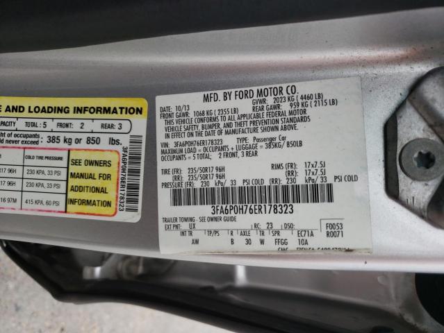 Photo 10 from auction – 2014 FORD FUSION SE with VIN 3FA6P0H76ER178323