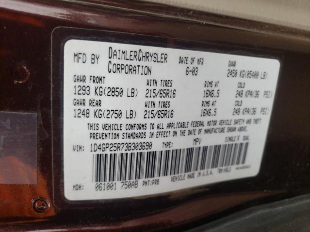 Photo 10 from auction – 2003 DODGE CARAVAN SE with VIN 1D4GP25R73B303690