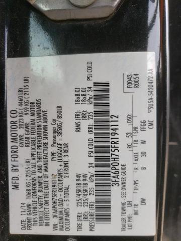Photo 10 from auction – 2015 FORD FUSION SE with VIN 3FA6P0H75FR194112