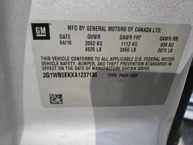 Photo 10 from auction – 2010 CHEVROLET IMPALA LT with VIN 2G1WB5EKXA1237136