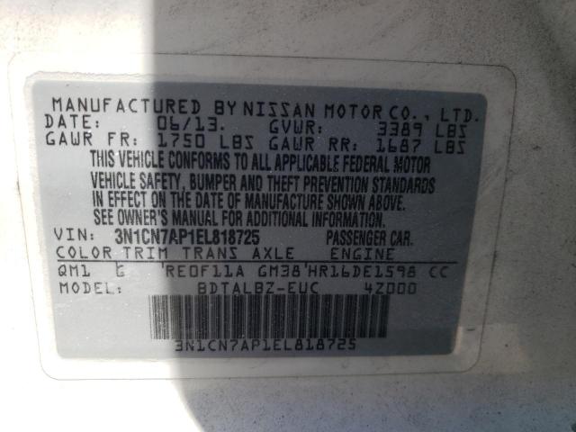 Photo 10 from auction – 2014 NISSAN VERSA S with VIN 3N1CN7AP1EL818725