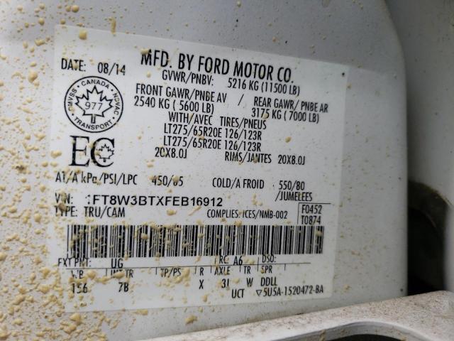 Photo 10 from auction – 2015 FORD F350 SUPER with VIN 1FT8W3BTXFEB16912