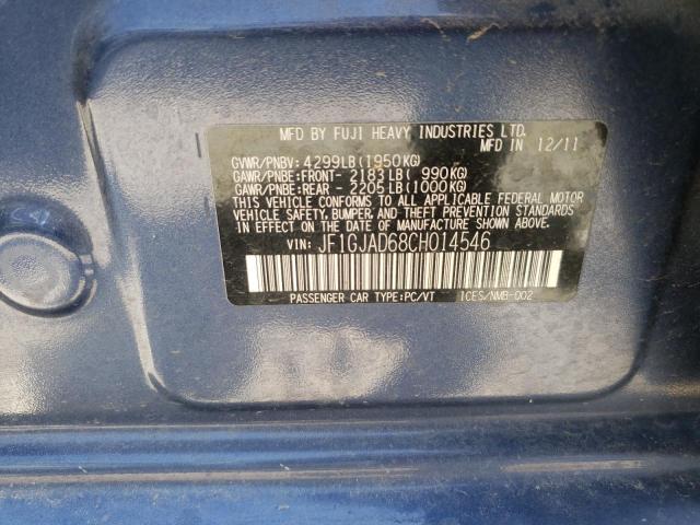 Photo 10 from auction – 2012 SUBARU IMPREZA PR with VIN JF1GJAD68CH014546