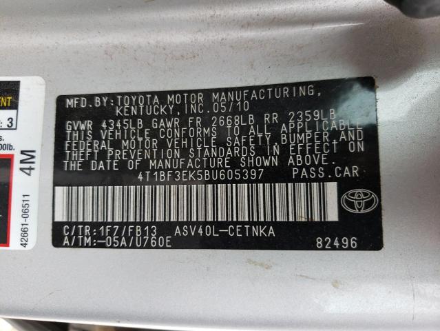 Photo 10 from auction – 2011 TOYOTA CAMRY BASE with VIN 4T1BF3EK5BU605397