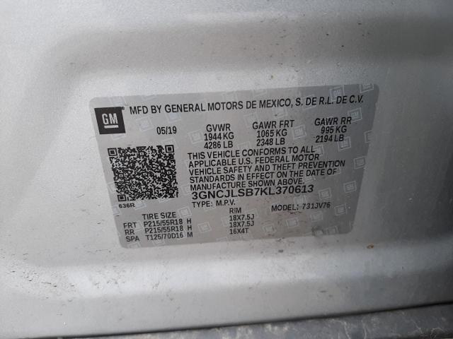 Photo 10 from auction – 2019 CHEVROLET TRAX 1LT with VIN 3GNCJLSB7KL370613