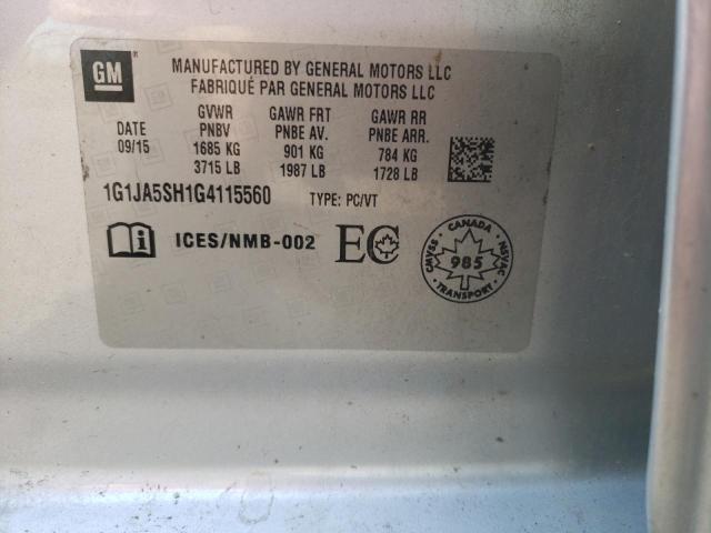 Photo 10 from auction – 2016 CHEVROLET SONIC LS with VIN 1G1JA5SH1G4115560