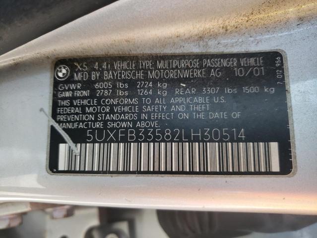 Photo 10 from auction – 2002 BMW X5 4.4I with VIN 5UXFB33582LH30514