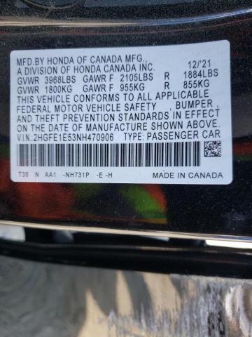 Photo 10 from auction – 2022 HONDA CIVIC SI with VIN 2HGFE1E53NH470906
