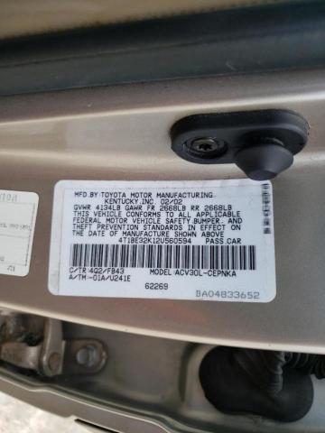 Photo 10 from auction – 2002 TOYOTA CAMRY LE with VIN 4T1BE32K12U560594