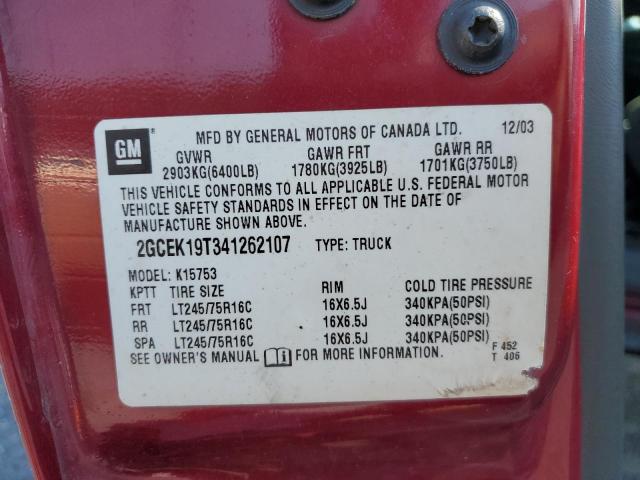 Photo 10 from auction – 2004 CHEVROLET SILVERADO with VIN 2GCEK19T341262107