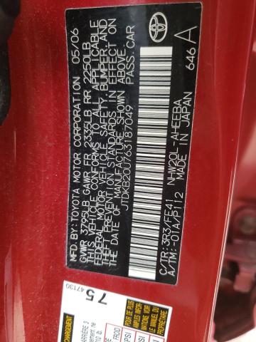 Photo 10 from auction – 2006 TOYOTA PRIUS with VIN JTDKB20U763187049