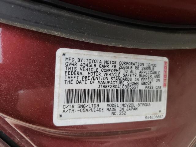 Photo 10 from auction – 2001 LEXUS ES 300 with VIN JT8BF28G410305697