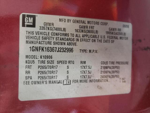 Photo 10 from auction – 2007 CHEVROLET SUBURAN with VIN 1GNFK16367J232996