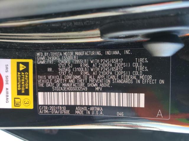 Photo 10 from auction – 2013 TOYOTA HIGHLANDER with VIN 5TDZA3EH0DS032549