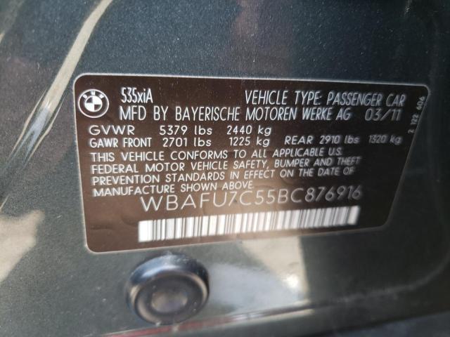 Photo 10 from auction – 2011 BMW 535 XI with VIN WBAFU7C55BC876916