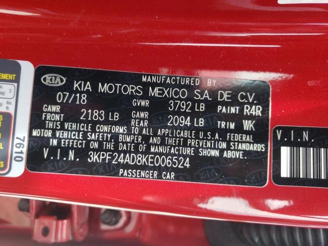 Photo 10 from auction – 2019 KIA FORTE FE with VIN 3KPF24AD8KE006524